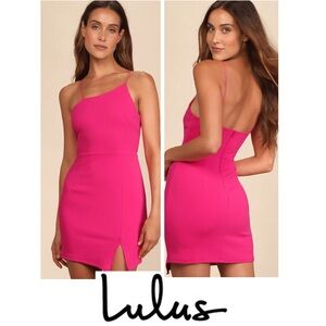 Lulus Party for Two Hot Pink Asymmetrical Bodycon Mini Dress Size S